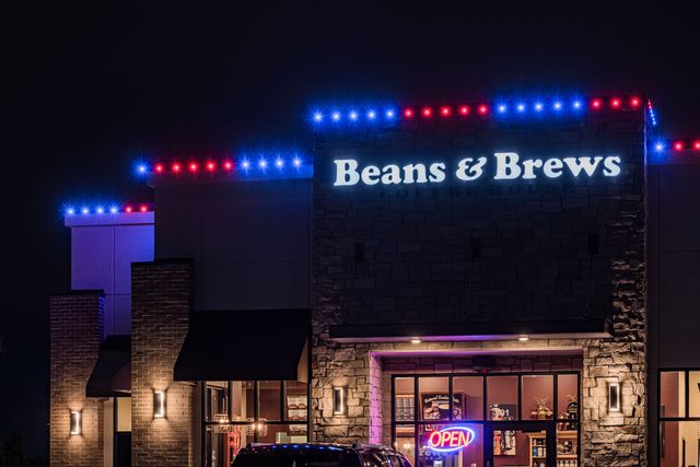 Beans And Brews Coffee Red White Blue