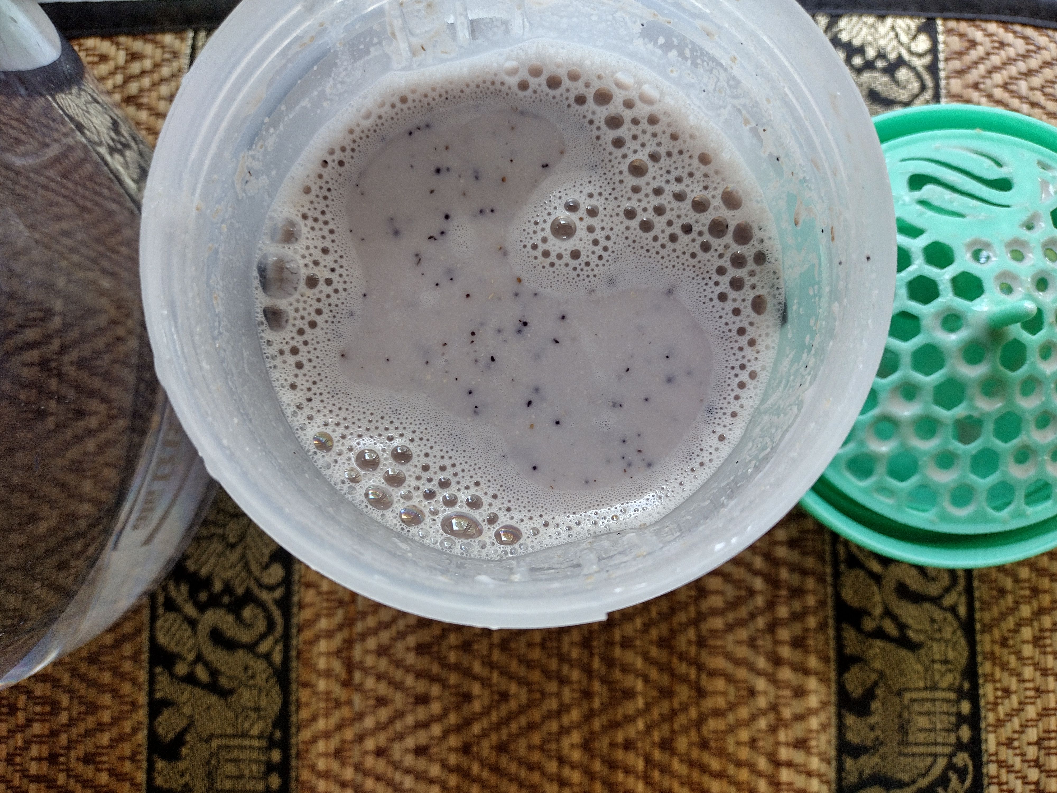 The baseline texture and consistency of the Jimmy Joy Plenny Shake when prepared only with water for a product review.