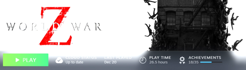 Steam screenshot showing my 26.5h playtime of World War Z Aftermath, before I tapped out due to the game being a chore.