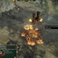 Screenshot from Age of Mythology: Retold showing the Prometheus Titan falling headfirst and exploding onto an army. The Tartarian Gate God Power has been used to crash the Titan into a settlement.