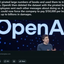 A news article headline stating "OpenAI pirated large numbers of books and used them to train models," overlayed on an image of OpenAI CEO Sam Altman speaking on stage. The text details the lawsuit and potential damages of $150,000 per book.