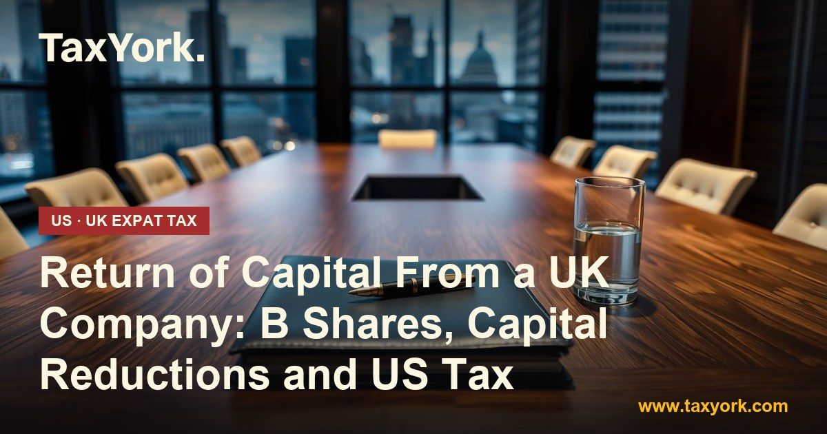 Return of capital from a UK company: empty boardroom table with leather portfolio and pen overlooking the City of London