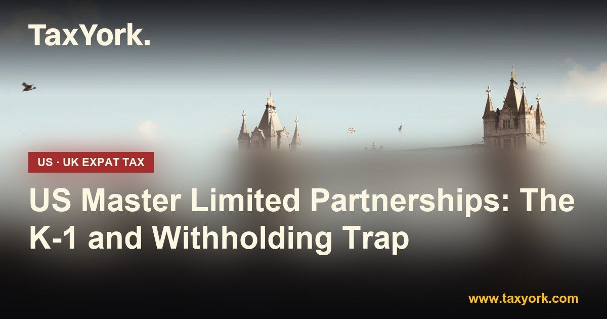 US master limited partnerships — TaxYork US & UK expat tax specialists