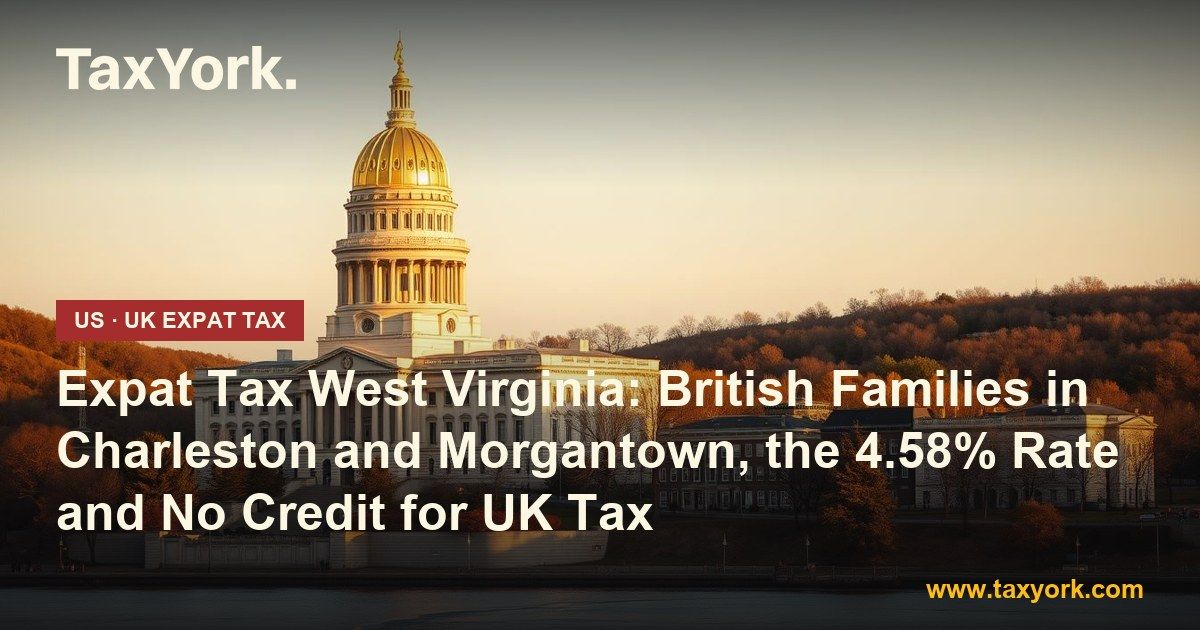 Expat tax West Virginia: the gold-domed State Capitol in Charleston above the Kanawha River in autumn light