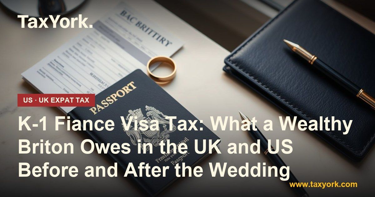 K-1 fiance visa tax: a British passport, travel papers, a gold wedding ring and a pen on a desk