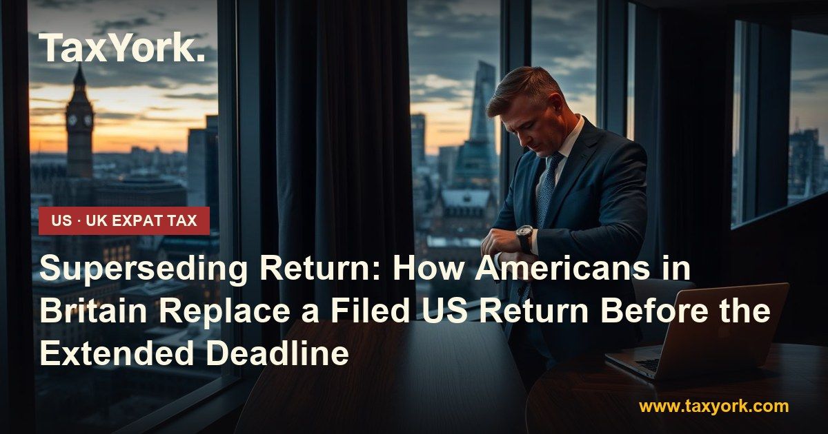 Superseding return deadline: an American executive checks his watch at a London office window at dusk