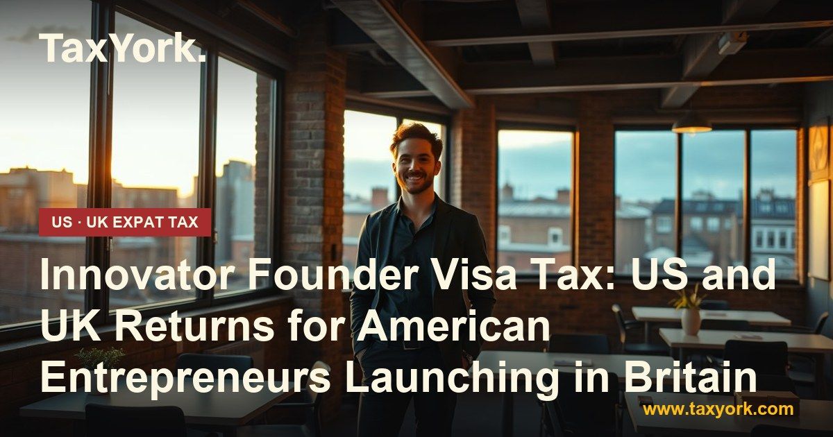 Innovator Founder visa holder, an American founder, standing in a brick warehouse startup office in East London at sunset