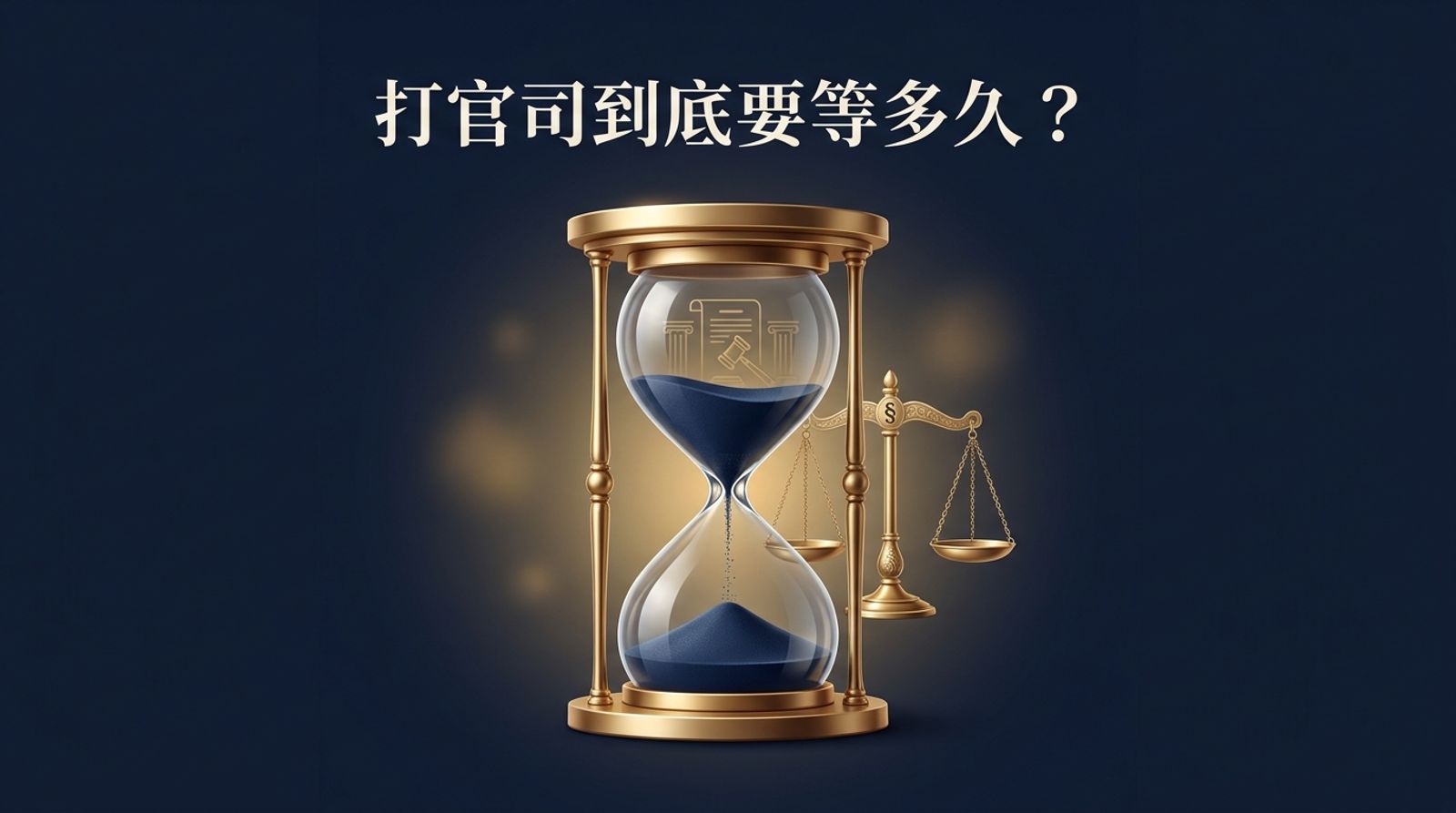 打官司要多久?沙漏與天秤圖示訴訟時間