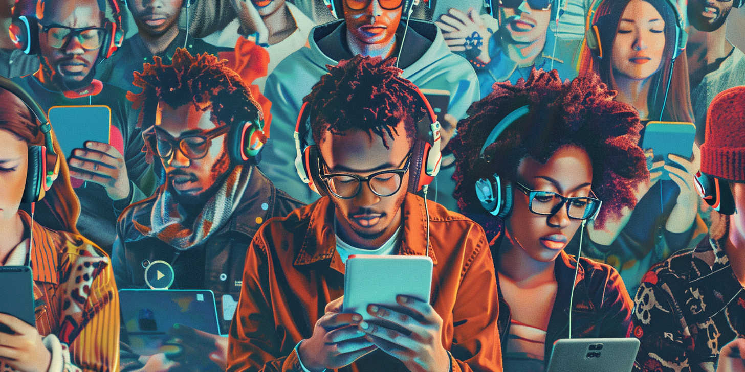 People watching videos on tablet devices