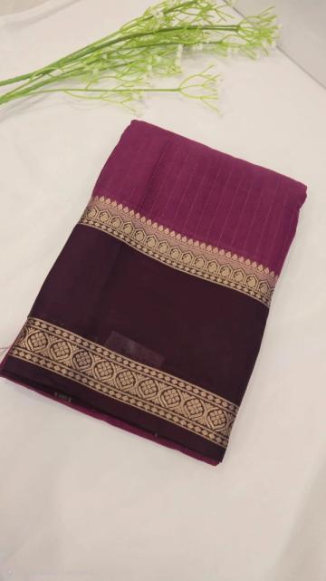 Contrast Zari Border Saree