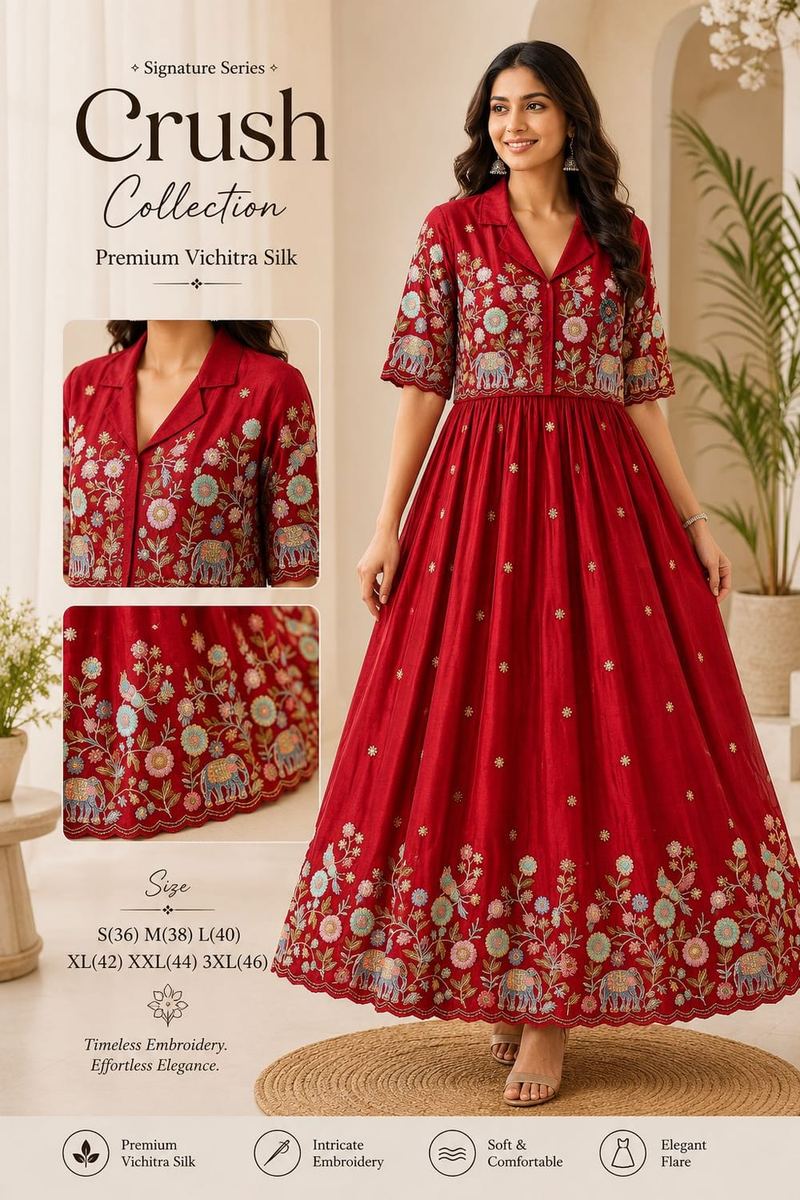 Vichitra Silk Anarkali with Jacket