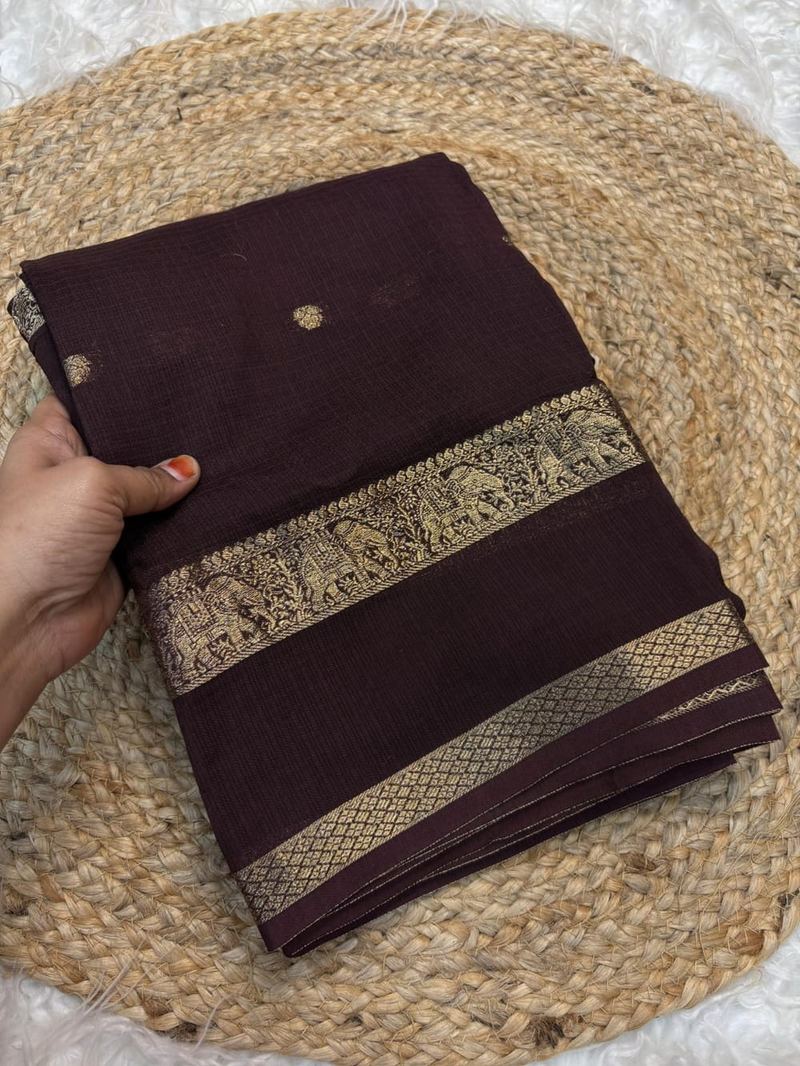 Butti Saree with Zari Border hover view