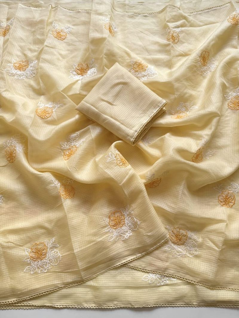 Pastel Thread Embroidered Saree