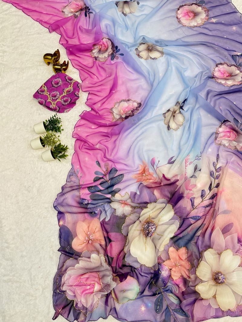 Digital Floral Print Saree alternate