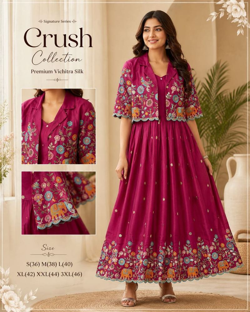 Vichitra Silk Anarkali with Jacket alternate