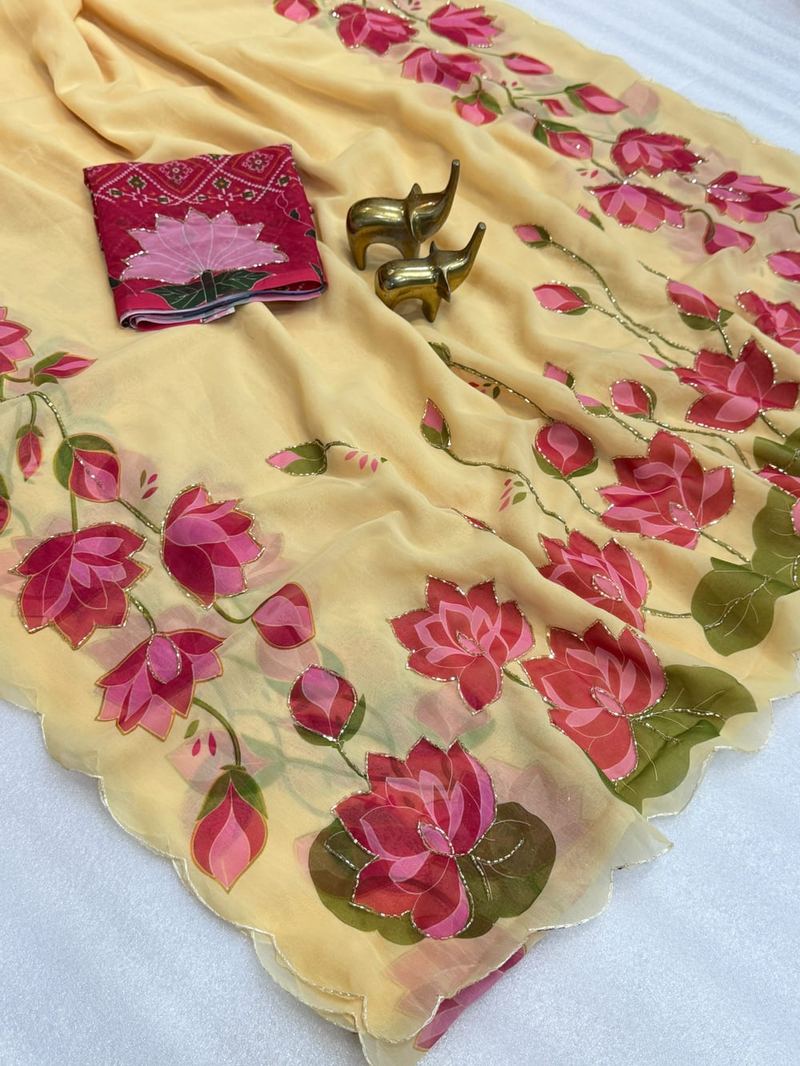 Lotus Print Saree alternate