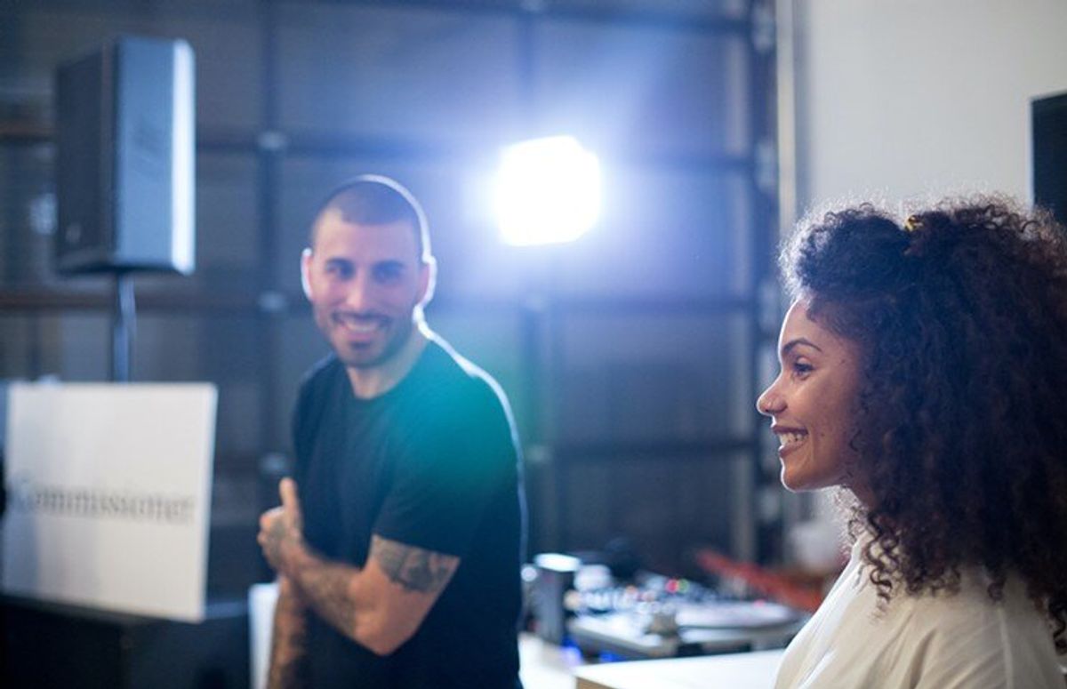 Commissioner cofounder Dejha Carrington (right) and artist Typoe at Typoe’s reveal event for Season One.
