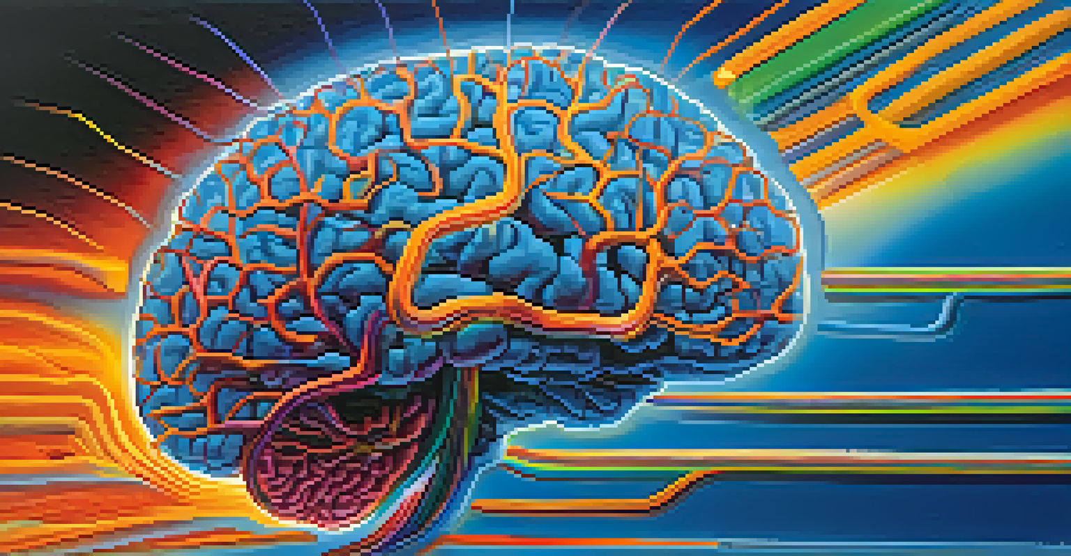 An abstract image of a brain with colorful neural connections and glowing pathways representing neuroplasticity.
