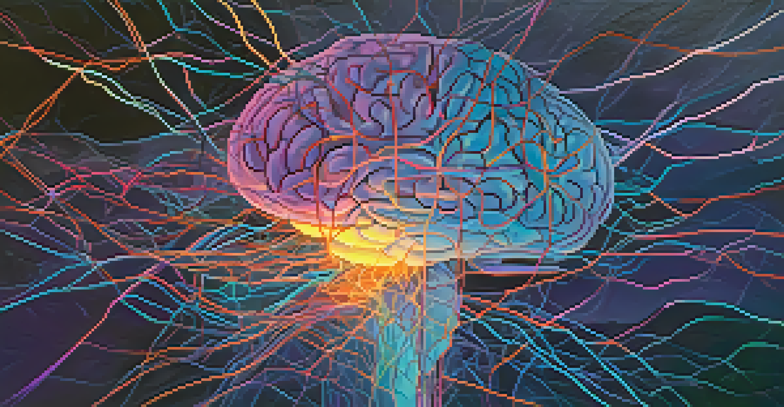 An abstract illustration of the brain's neural pathways in vibrant colors.
