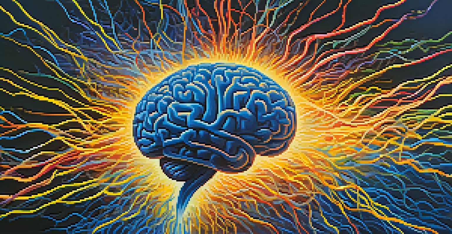 An abstract image depicting interconnected neural networks with vibrant colors and bright sparks, illustrating the concept of brain plasticity.