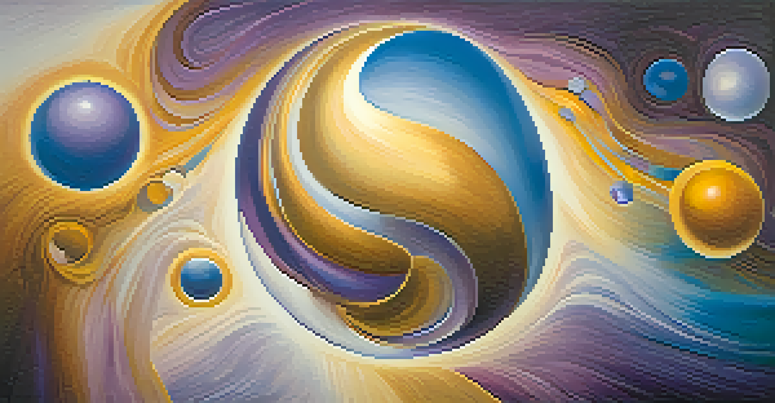An abstract image symbolizing human consciousness with swirling colors and floating light orbs.
