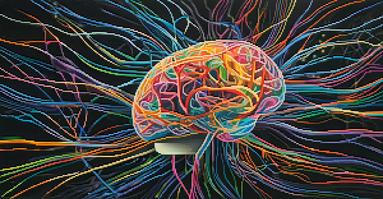 An abstract illustration of colorful neural pathways representing brain connectivity.
