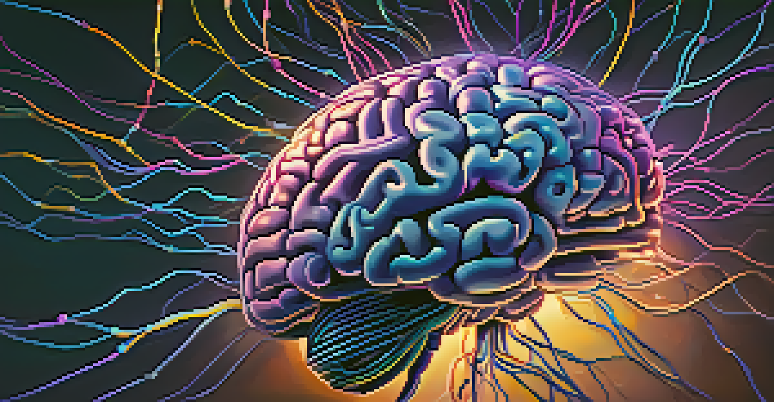 An abstract image of a brain with glowing neural pathways on a deep blue and purple background, symbolizing transformation.