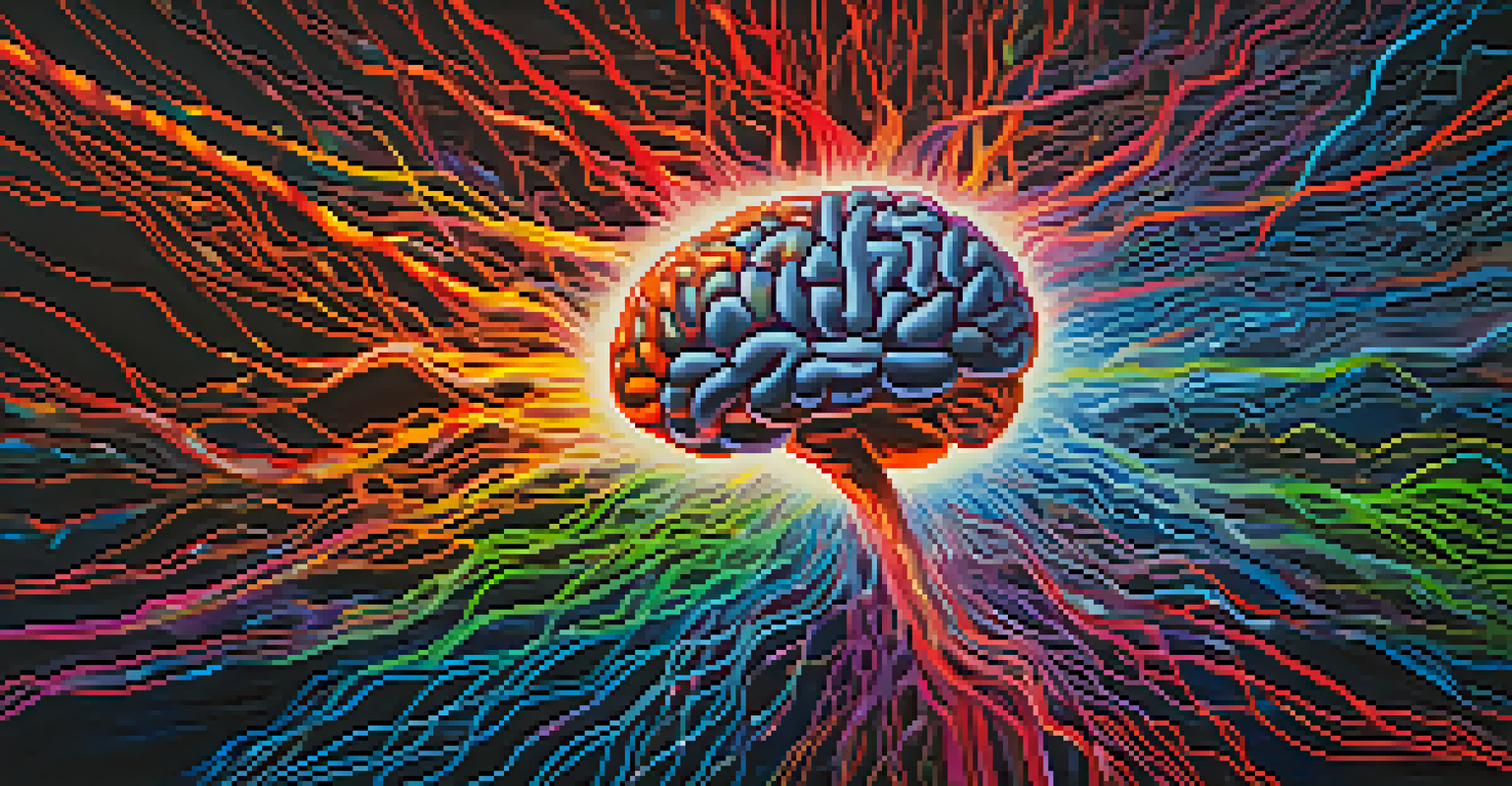 An artistic depiction of the brain with colorful neural connections, illustrating the concept of neuroplasticity.