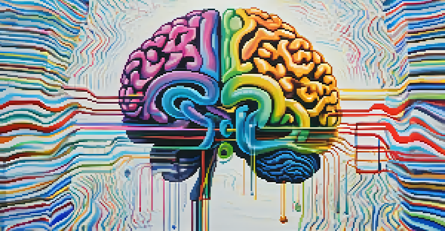 An abstract image of a brain with colorful sound waves around it, symbolizing the connection between music and altered states of consciousness.