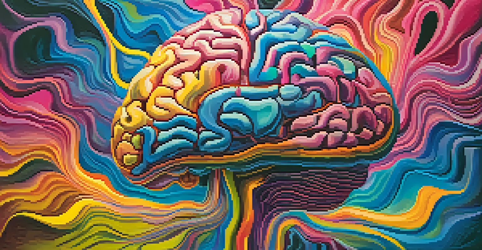 An abstract image of a brain surrounded by vibrant colors symbolizing altered states of consciousness.