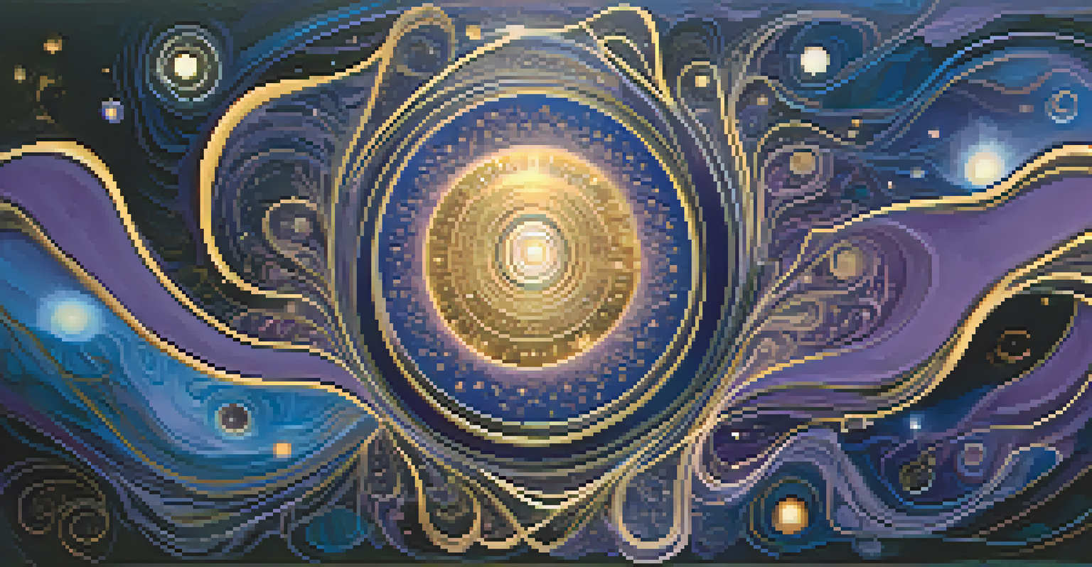 An abstract image depicting consciousness with swirling colors and patterns, suggesting spirituality.