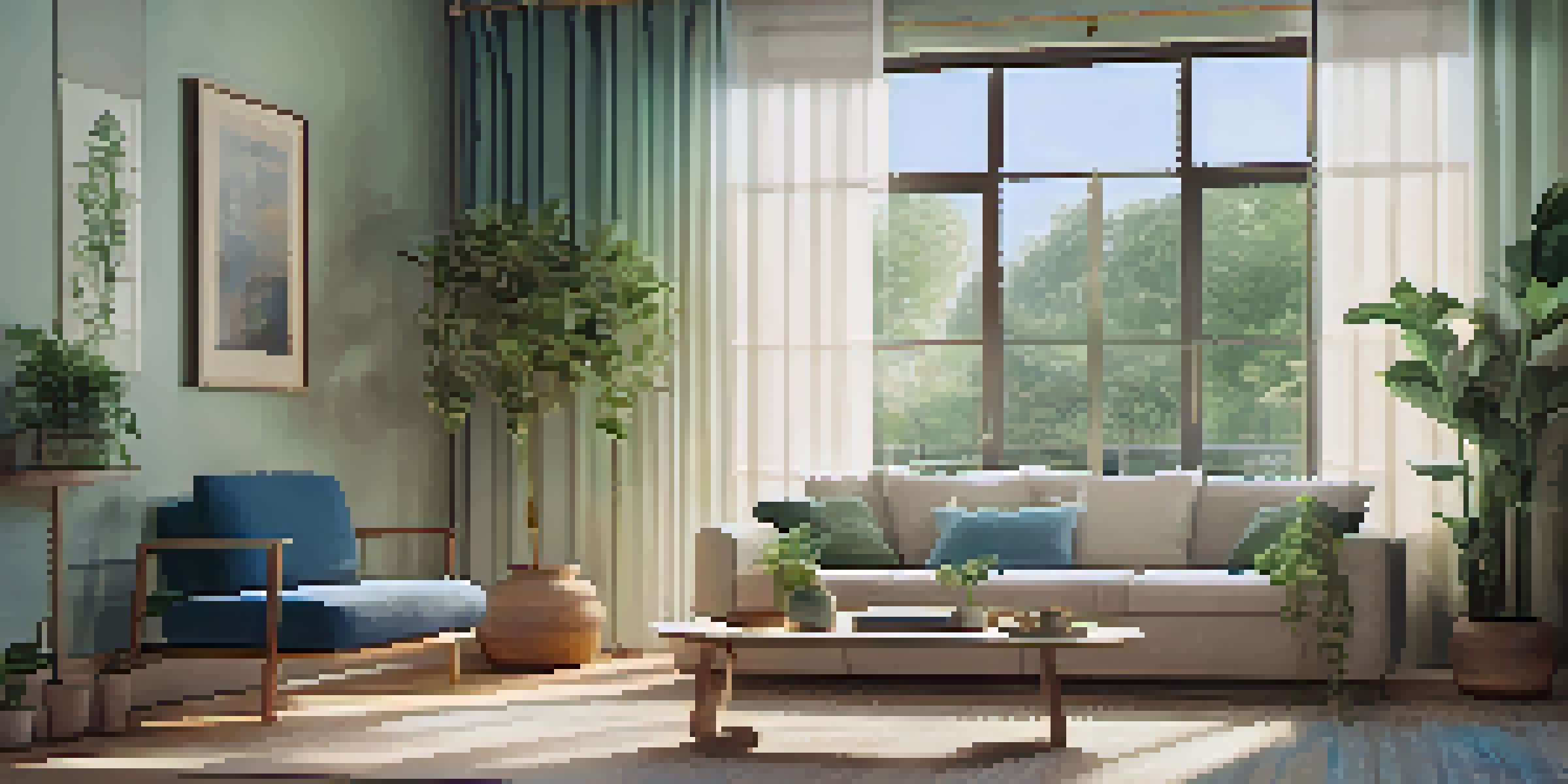 A peaceful therapy room with natural light, a couch, and calming plants, creating a safe atmosphere for healing.