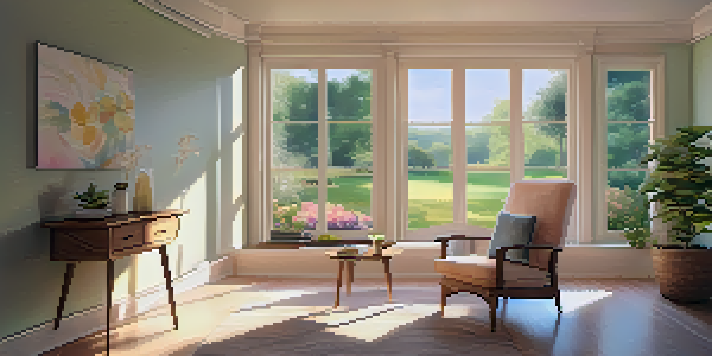 A therapy room filled with soft light, a comfortable chair, and a view of a garden, designed for relaxation and healing.