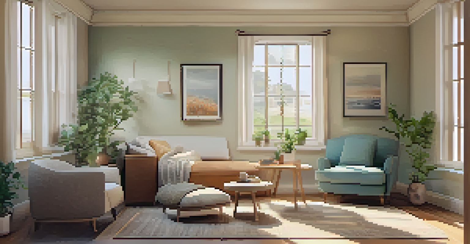 A cozy therapy room with comfortable seating, a journal, and warm lighting for emotional healing.