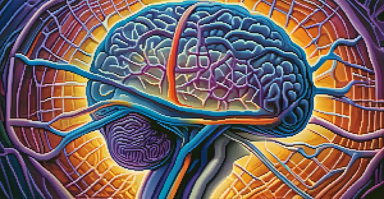 An abstract image of a brain with illuminated neural pathways in vibrant colors against a gradient background.