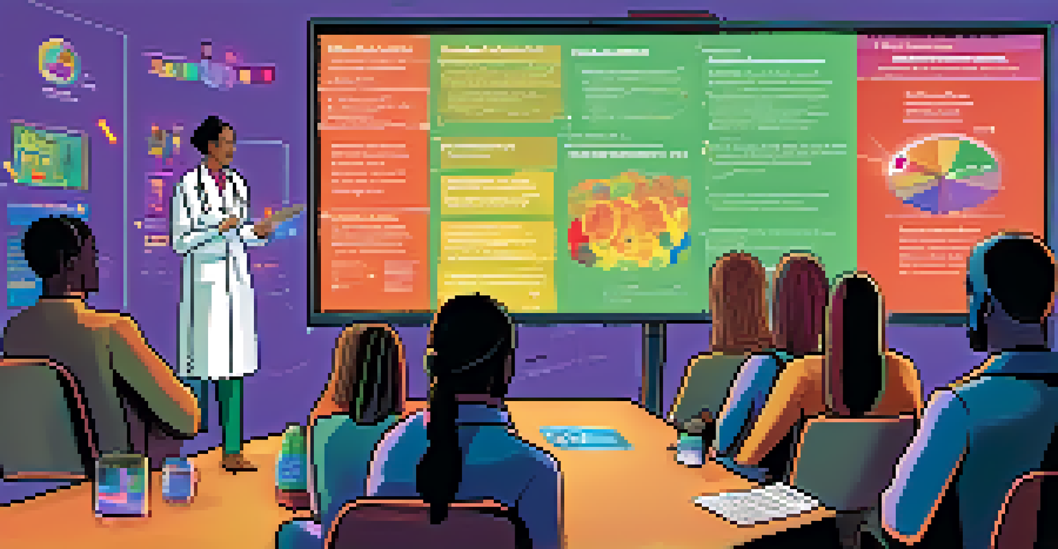 A healthcare professional educating a group about the risks of hallucinogen use in an interactive setting.