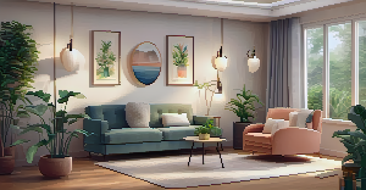 A welcoming therapy room featuring a therapist and patient in conversation, with soothing decor.