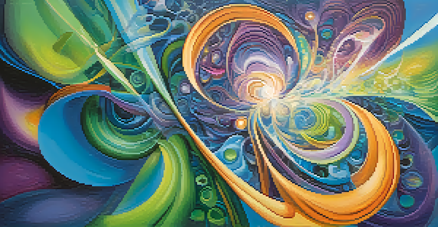 An abstract illustration of colorful swirling patterns symbolizing interconnectedness and empathy.
