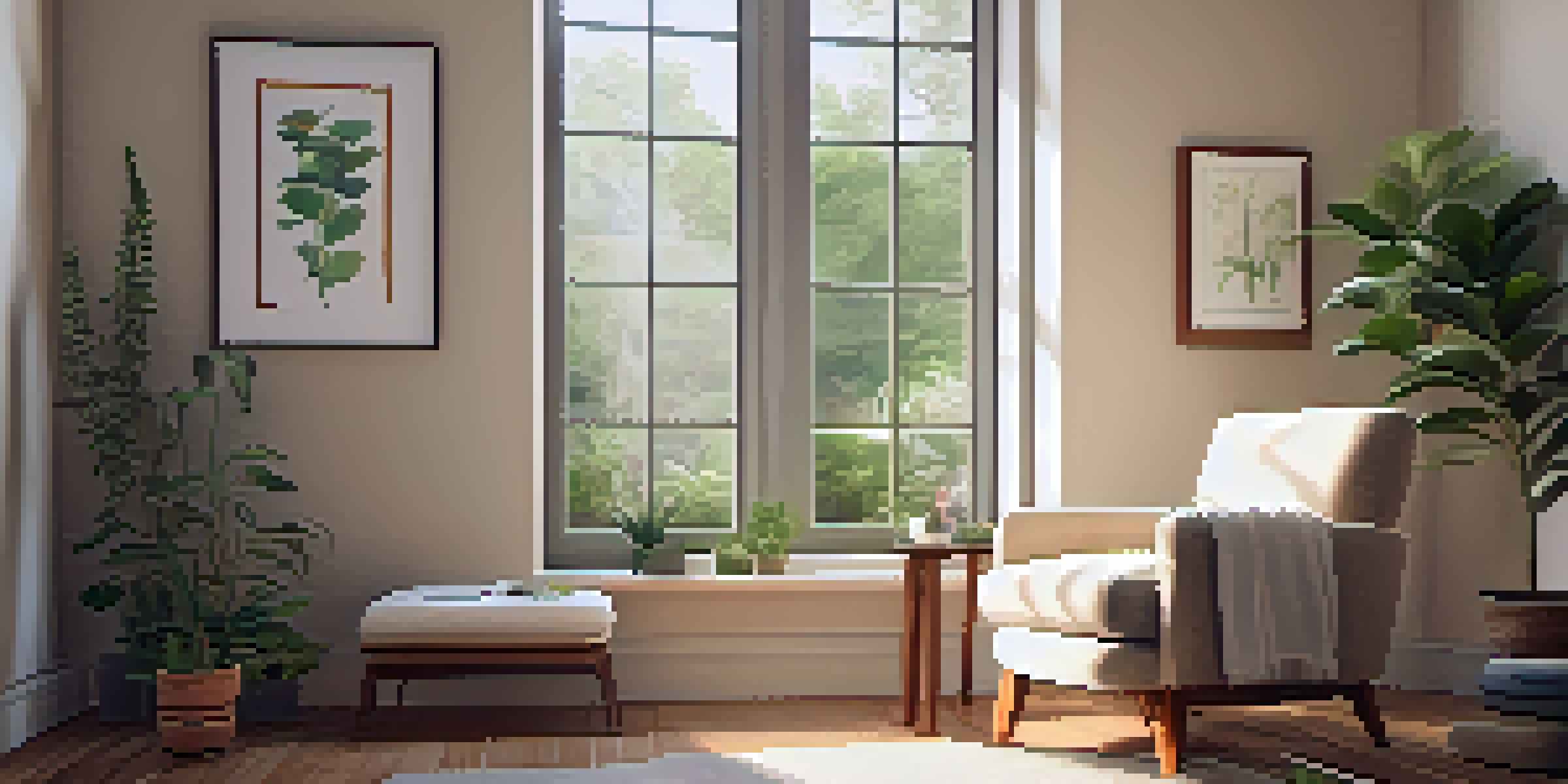 A therapy room with soft lighting, a comfortable armchair, a potted plant, and calming artwork, creating an inviting space for healing.