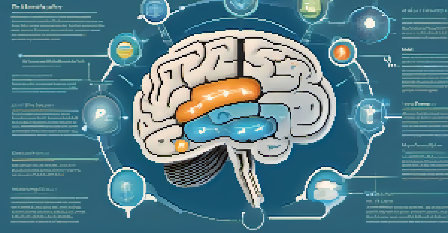 An infographic of a brain showing electrical activity with sensory icons around it on a blue gradient background.