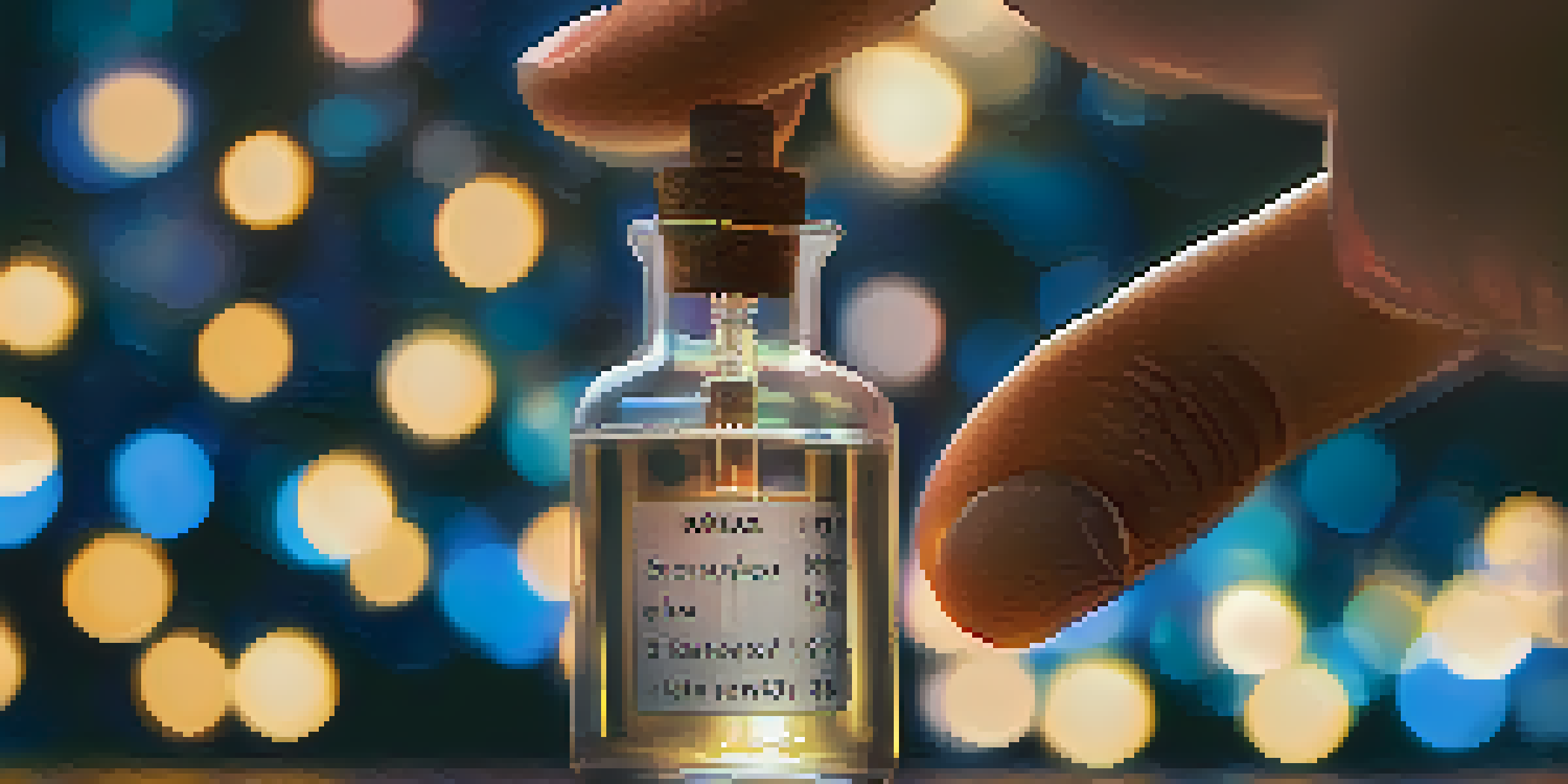 A close-up of a hand holding a vial labeled 'MDMA' with soft bokeh lights in the background.