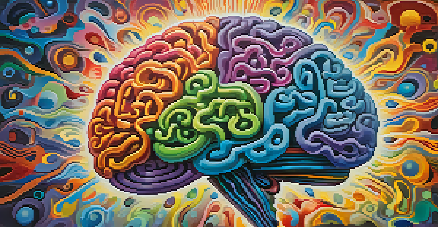 An artistic image of a glowing brain with colorful patterns representing neuroplasticity and creativity.