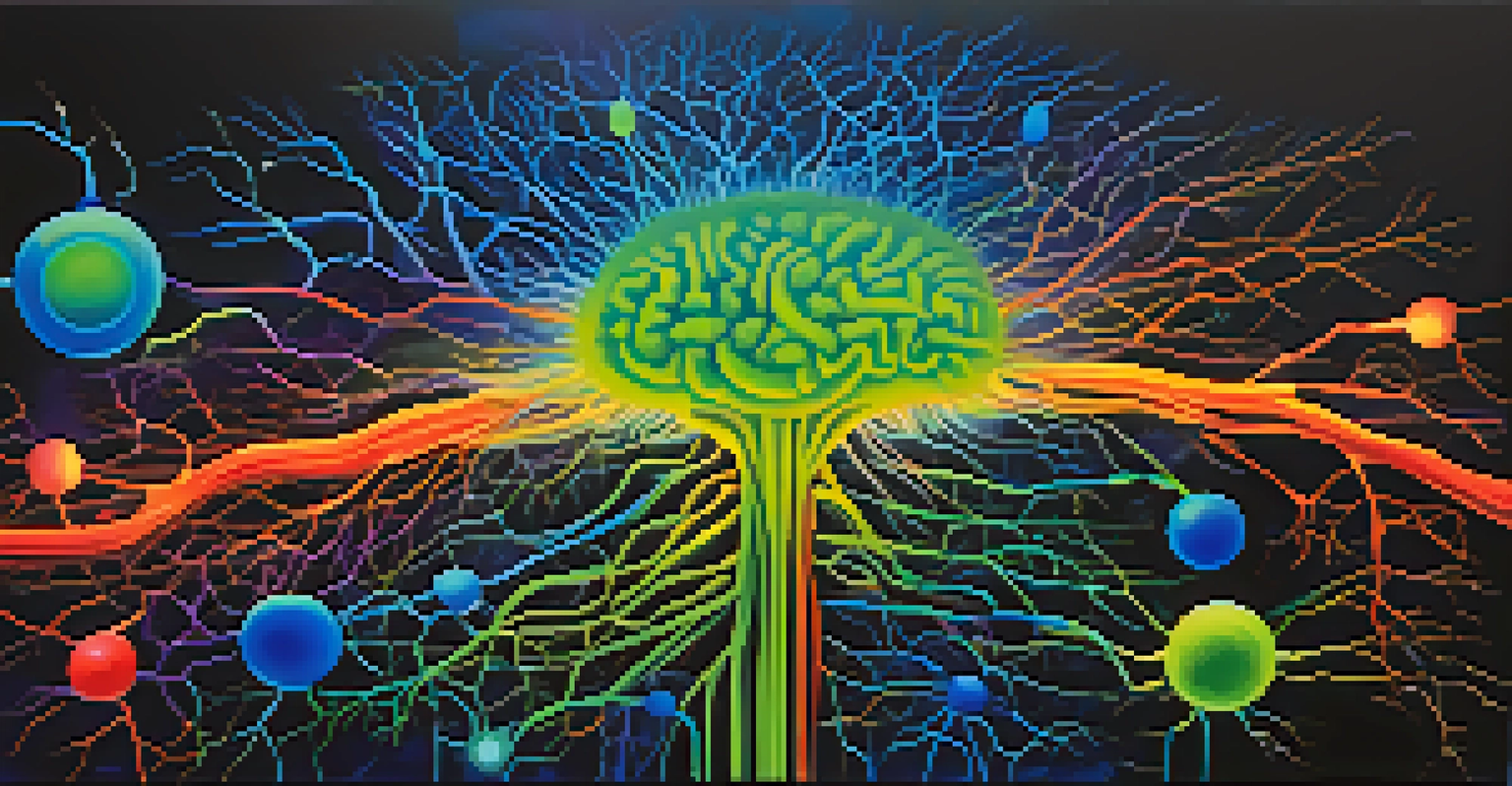 An abstract illustration of a brain with colorful synapses, representing neuroplasticity.