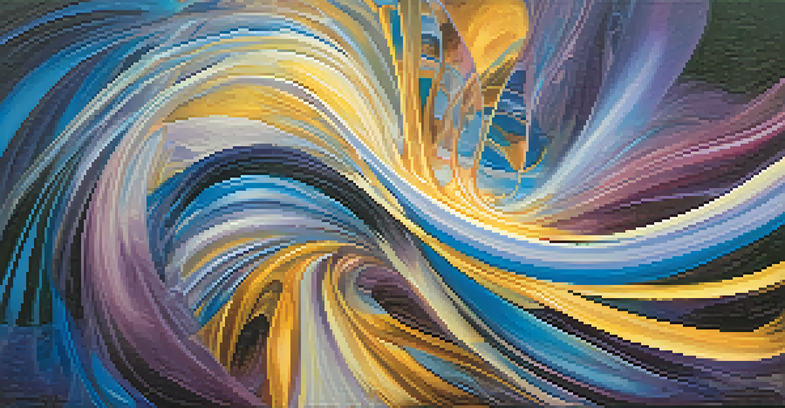 An abstract image with swirling colors and shapes representing consciousness and interconnectedness.