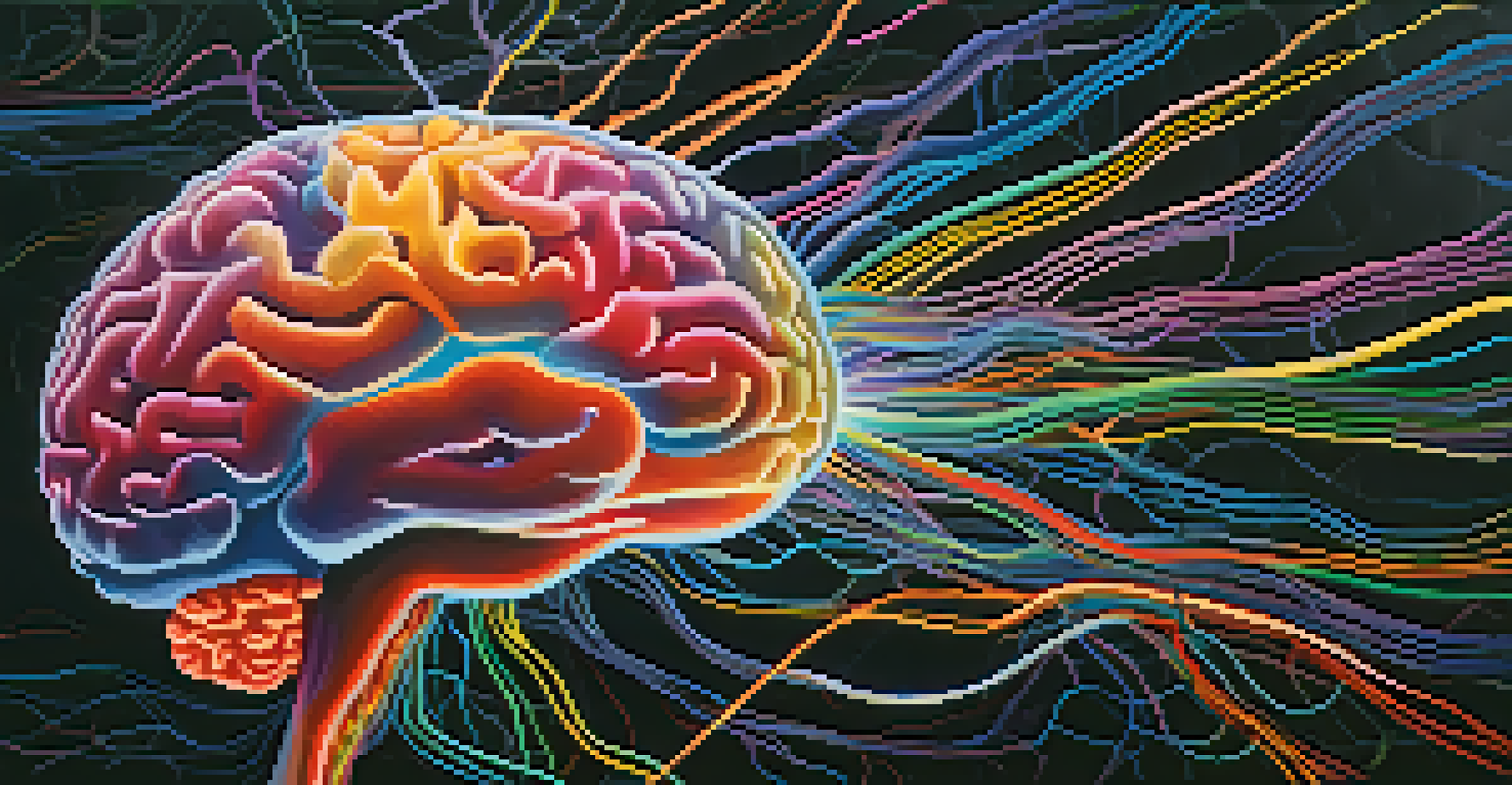 An abstract image of a colorful brain with illuminated neural pathways against a dark background, symbolizing memory and cognition.