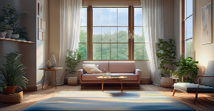 A calming therapy room with a couch, soft lighting, and plants, designed for comfort and relaxation.