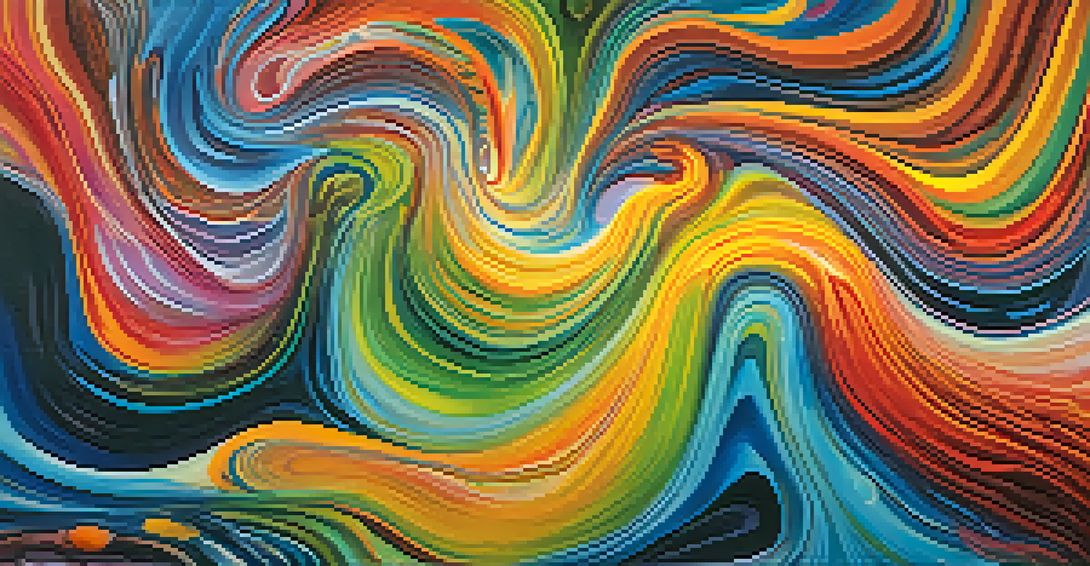 An abstract artwork depicting a colorful, swirling representation of the mind during a hallucinogenic experience with organic textures.