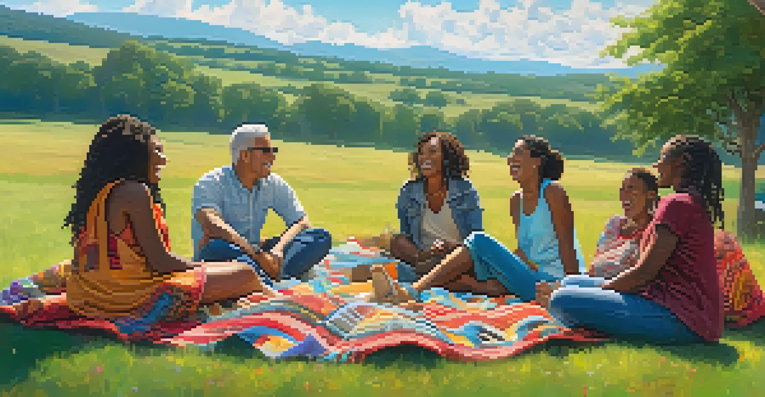 A group of friends enjoying time together in a grassy field, creating an atmosphere of connection and support.