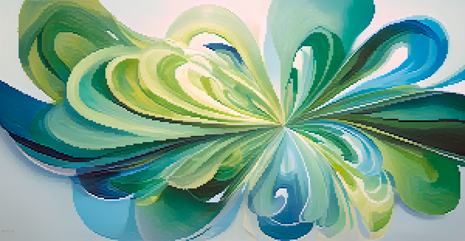 An abstract representation of shared experiences with swirling colors and forms symbolizing connection and unity.