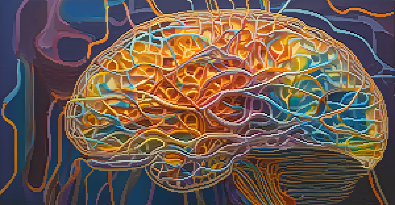 A colorful illustration of a brain with glowing neural pathways, representing the effects of hallucinogens on mental health.